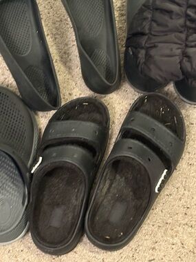 CROCS Black Slip-On Dual-Strap Clog Slides